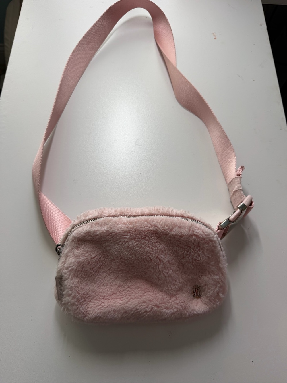 lululemon athletica Light Pink Faux Fur Crossbody Belt Bag